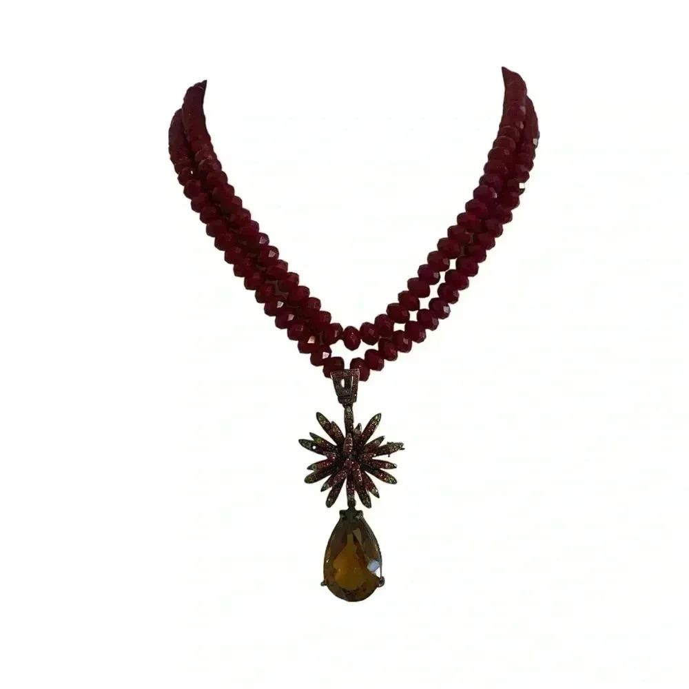 High End Short Beaded Double String Necklace - image 7